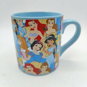 Disney Princess Ariel Belle Snow White Jasmine Aurora Cinderella Blue Coffee Mug